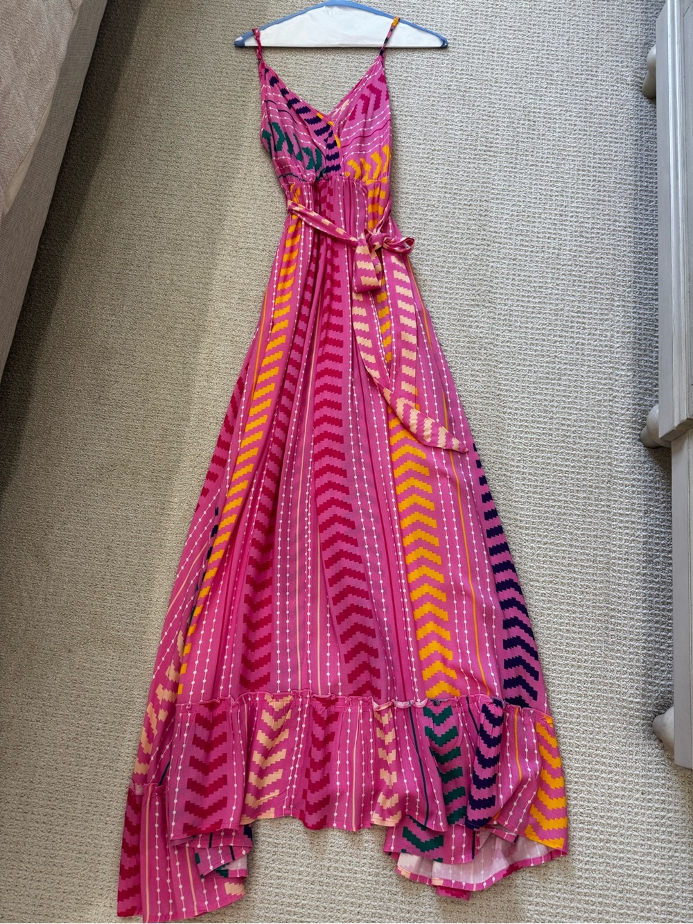 Pink V-Neck Belted Maxi Dress - Picture 1 of 4